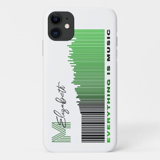 Alles ist Music Green Sound Barcode Monogram Case-Mate iPhone Hülle (Rückseite)