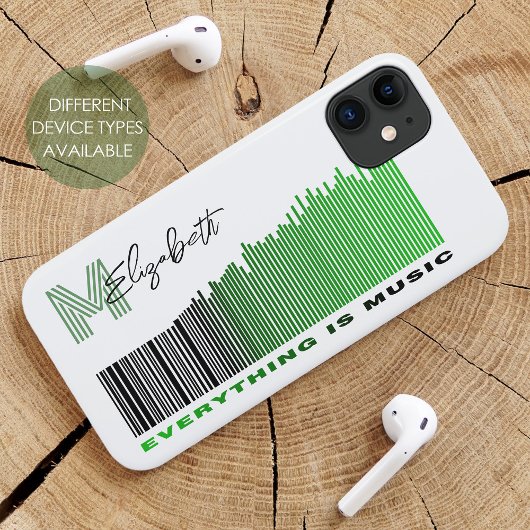 Alles ist Music Green Sound Barcode Monogram Case-Mate iPhone Hülle