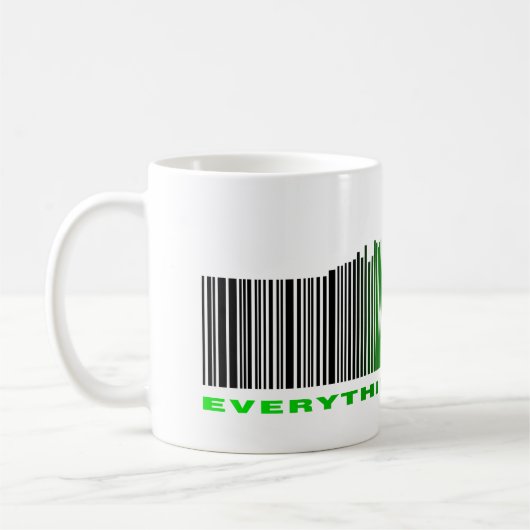 Alles ist Music Text Green Barcode Song Player Kaffeetasse (Links)