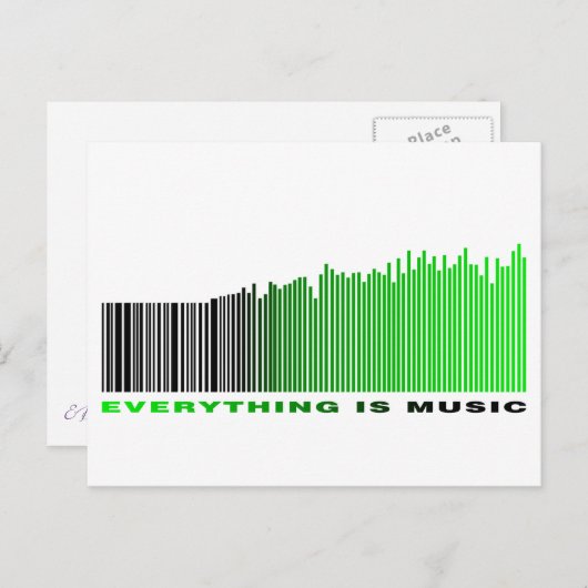 Alles ist Musik Zitat Green Barcode Equalizer Postkarte (Vorne/Hinten)