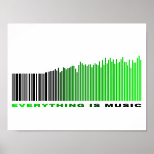 Alles ist Musik Zitat Grün Barcode Equalizer Poster