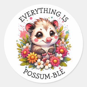 Alles ist Possum-lich Inspirierender Wortwitz Runder Aufkleber