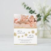 Alles ist ruhig. | Gold Snowflakes Weihnachts-Foto Postkarte (Stehend Vorderseite)