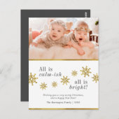 Alles ist ruhig. | Gold Snowflakes Weihnachts-Foto Postkarte (Vorne/Hinten)