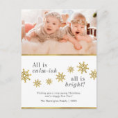 Alles ist ruhig. | Gold Snowflakes Weihnachts-Foto Postkarte (Vorderseite)
