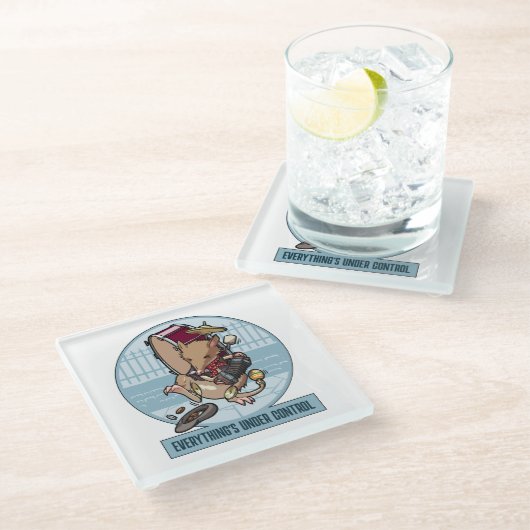 Alles ist unter Kontrolle Bandicoot One Man Band Glasuntersetzer (Schrägansicht)