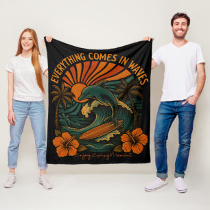 Alles kommt in Waves Retro Fleecedecke