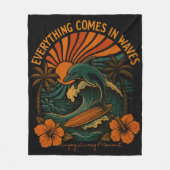 Alles kommt in Waves Retro Fleecedecke (Vorderseite)