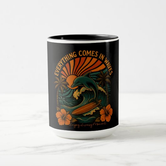 Alles kommt in Waves Retro Tasse (Zentrum)