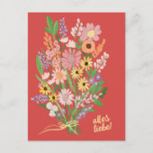 Alles Liebe Wildblumen süß Gouache Glückwunsch Postkarte (Vorderseite)