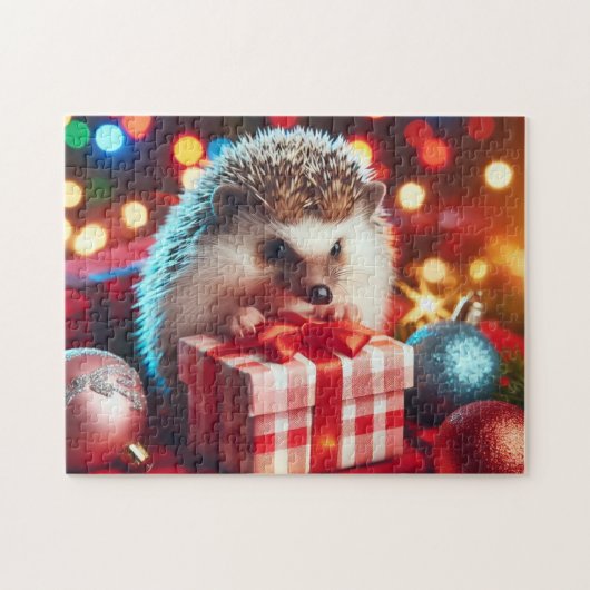 Alles Lit Up Weihnachts-Igel Puzzle (Horizontal)