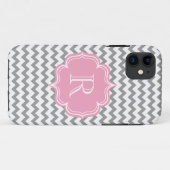 Alles Mädchenchic-Rosa und graue Zickzack Case-Mate iPhone Hülle (Rückseite (Horizontal))