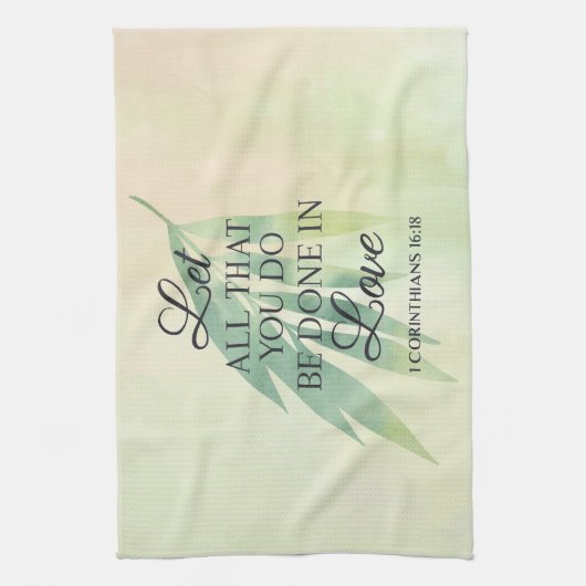 Alles mit der Liebe Bible Verse Geschirrtuch (Vertikal)