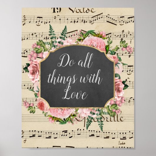 Alles mit Liebe Vintage Collage Poster (Vorne)