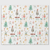Alles Nutcracker Weihnachten Weiß Geschenkpapier (Flach)
