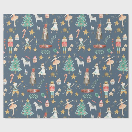 Alles Nutcracker Weihnachtsdämmerung Blue Geschenkpapier (Flach)