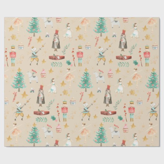 Alles Nutcracker Weihnachtsneutrale Beige Geschenkpapier (Flach)