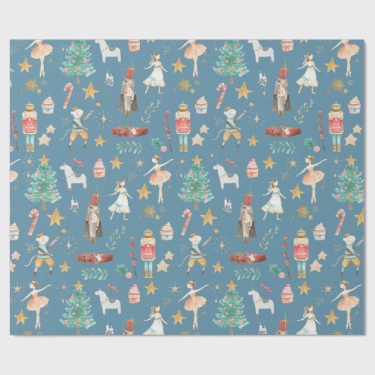 Alles Nutcracker Weihnachtsschiefer Blue Geschenkpapier (Flach)