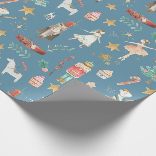 Alles Nutcracker Weihnachtsschiefer Blue Geschenkpapier (Ecke)