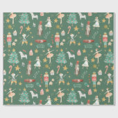 Alles Nutcracker Weihnachtswald Grün Geschenkpapier (Flach)