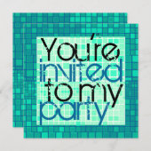 Alles Party Einladungs-Grün-Mosaik Einladung (Vorne/Hinten)