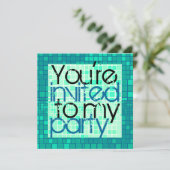 Alles Party Einladungs-Grün-Mosaik Einladung (Stehend Vorderseite)