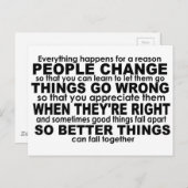 Alles passiert für einen Grund Inspiration Postkarte (Vorne/Hinten)