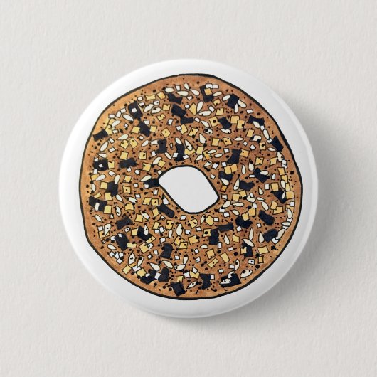 Alles Poppy Sesam Seed Bagel Frühstück Essen Button (Vorderseite)