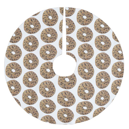 Alles Poppy Sesam Seed Bagel Frühstück Essen Polyester Weihnachtsbaumdecke (Vorderseite)