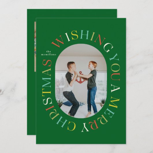 Alles rund um frohe Weihnachten farbenfrohe Foto-K Einladung (Vorne/Hinten)