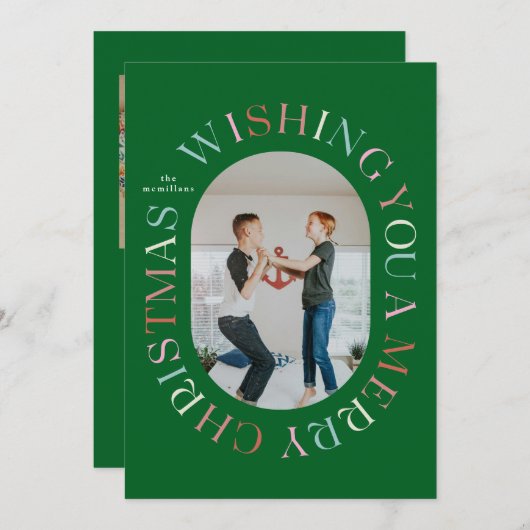 Alles rund um frohe Weihnachten farbenfrohe Foto-K Einladung (Vorne/Hinten)