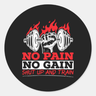 Alles Schmerz, kein Gewinn Fitnessstudio Gewichthe Runder Aufkleber