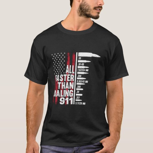 Alles schneller als 911 US-Flag Gun for T-Shirt (Vorderseite)