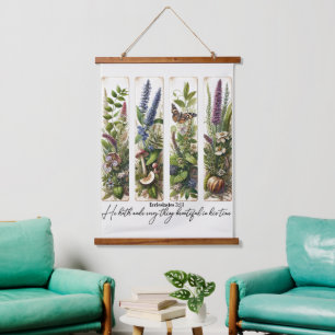 Alles schön zu seiner Zeit botanisch Wandteppich Mit Holzrahmen