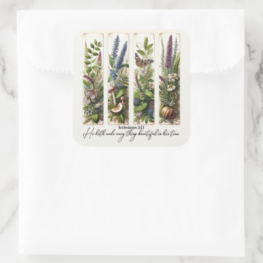 Alles Schöne in Seiner Zeit botanisch Quadratischer Aufkleber (Tasche)