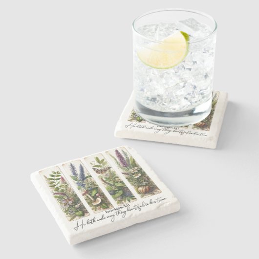 Alles Schöne in Seiner Zeit botanisch Steinuntersetzer (Seitenansicht)