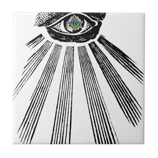 Alles sehende Augen-Quadrat und Kompass Freimaurer Fliese (Vorderseite)