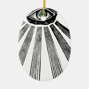 Alles sehende Augen-Quadrat und Kompass Freimaurer Keramik Ornament