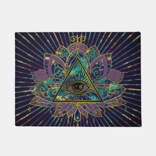 Alles sehende mystische Auge in der Lotos-Blume Fußmatte (Vorderseite)