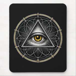 Alles sehendes Auge Heilige Geometrie Schwarz Mousepad