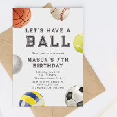 Alles Sport, ein kleiner, moderner Junge zum Gebur Einladung