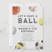 Alles Sport, ein kleiner, moderner Junge zum Gebur Einladung (Vorderseite)