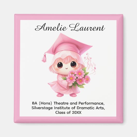 🎓 Alles Text individuell Chibi Bloom Abschluss Magnet (Vorne)