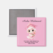 🎓 Alles Text individuell Chibi Rose Abschlussfeie Magnet (Vorderseite/Rückseite)