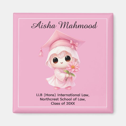 🎓 Alles Text individuell Chibi Rose Abschlussfeie Magnet (Vorne)