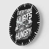 Alles tut weh und ich bin hungrig - Funny Gym Große Wanduhr (Winkel)