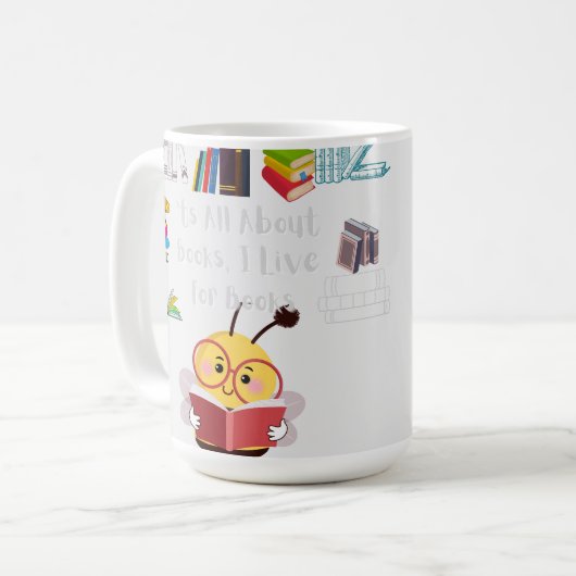 Alles über Bücher Kaffeetasse (Vorderseite Links)