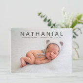 Alles über den Namen Foto Geburtsankündigung Dankeskarte (Stehend Vorderseite)