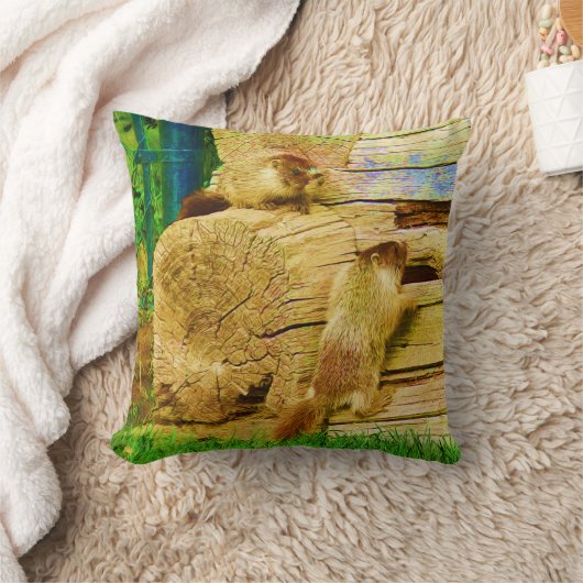 Alles über die Marmots - Gelbbblasser Marmot Kissen (Decke)