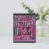 Alles Über Gymnastik Typografie in Pink Postkarte (Stehend Vorderseite)